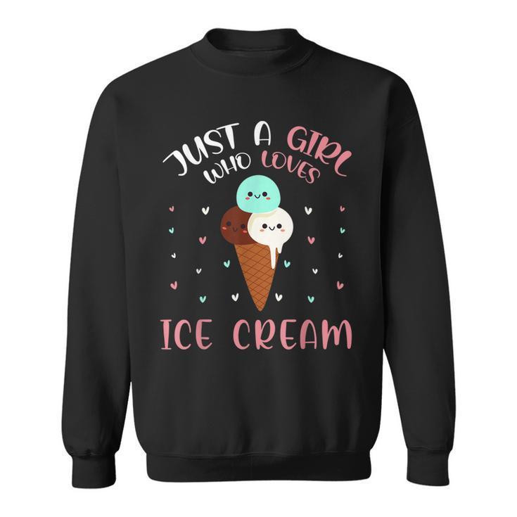 Just A Girl Who Loves Ice Cream Lover Cute Summer Vacation Sweatshirt