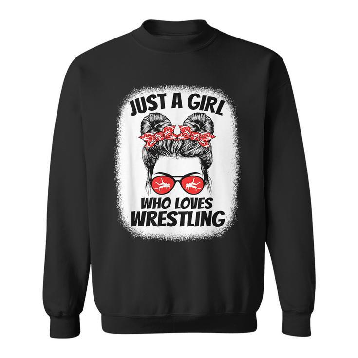 Just A Girl Who Loves Wrestling Wrestler Girls Kids  Sweatshirt