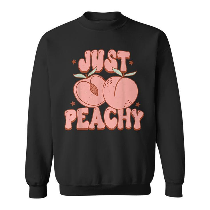 Just Peachy Retro 70S Georgia Peaches Summer Fruit  Sweatshirt