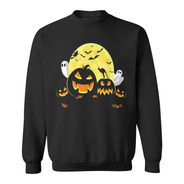 Kangaroo On Scary Pumpkin Halloween Full Moon Boo Ghost  Sweatshirt