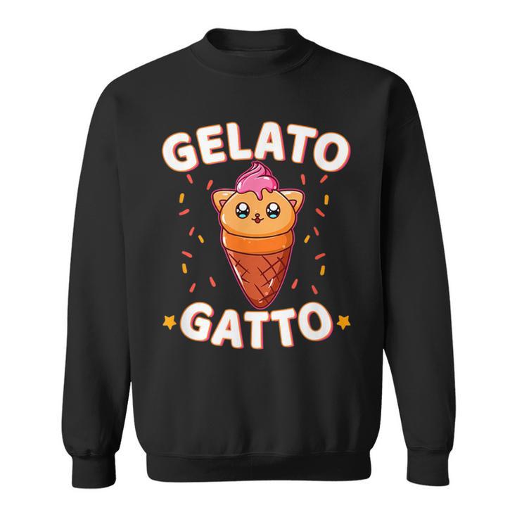 Kawaii Ice Cream Cat Cute Italian Gelato Gatto Sprinkles Sweatshirt Mazezy CA