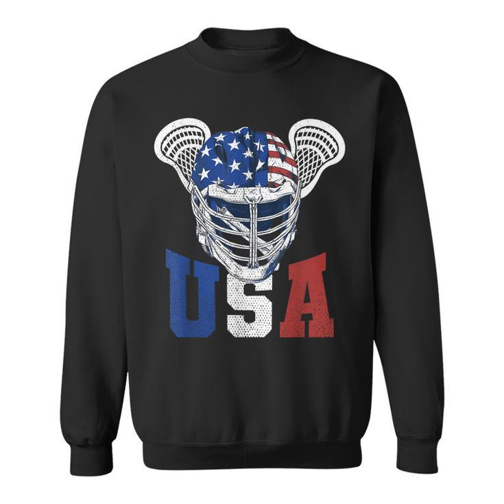 Lacrosse American Flag Lax Helmet 4Th Of July Usa Patriotic  Sweatshirt