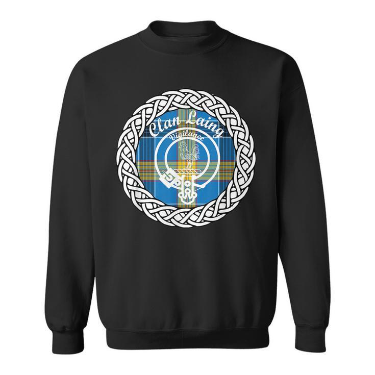 Laing Surname Last Name Scottish Clan Tartan Badge Crest Funny Last Name Designs Funny Gifts Sweatshirt