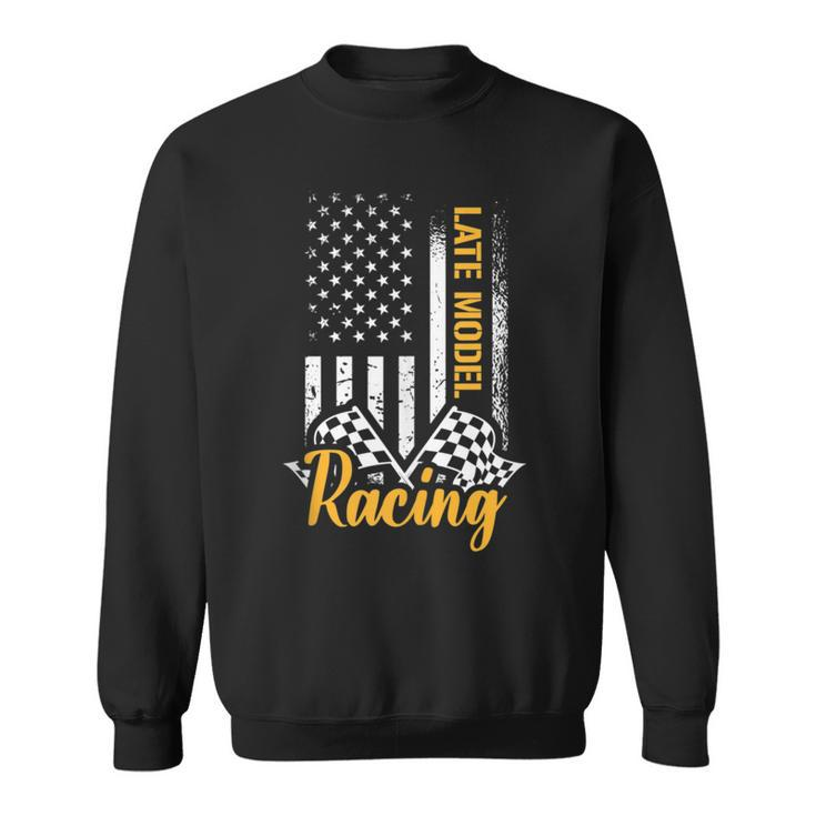 Late Model Dirt Racing Car Race American Flag Usa Model Funny Gifts Sweatshirt