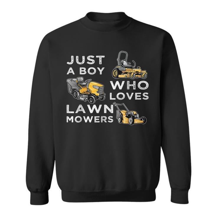 Lawn Mowing Lover For Kids Just A Boy Who Loves Lawn Mowers  Sweatshirt