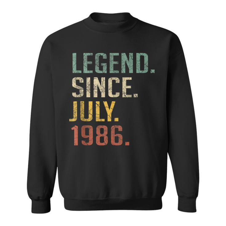 Legend Since July 1986 34Th Birthday Gift 34 Year Old Sweatshirt