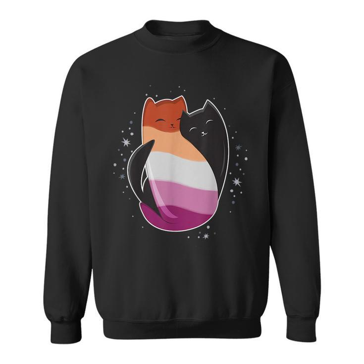 Lesbian Cat Lgbt Pride Flag Lgbt Gay Sapphic Black Yin Yang  Sweatshirt