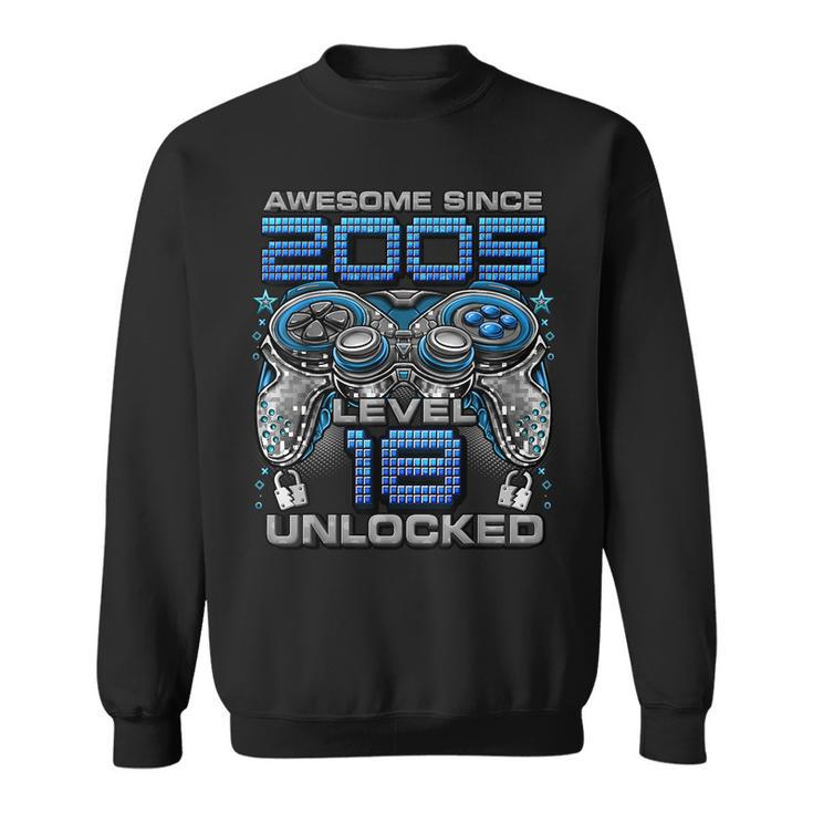 Level 18 Unlocked Awesome Since 2005 18Th Birthday Gaming  Sweatshirt
