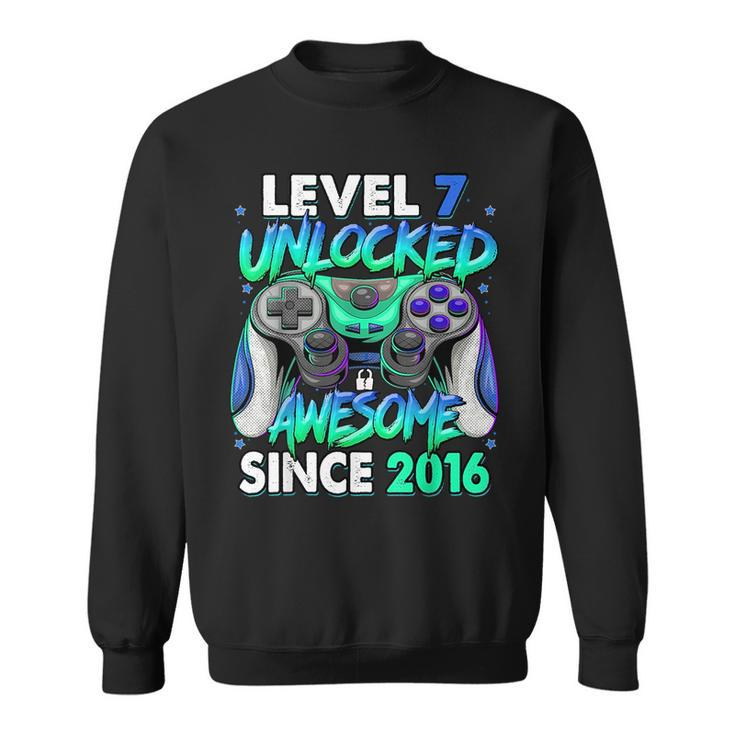 Level 7 Unlocked Awesome Since 2016 7Th Birthday Gaming Kids  Sweatshirt