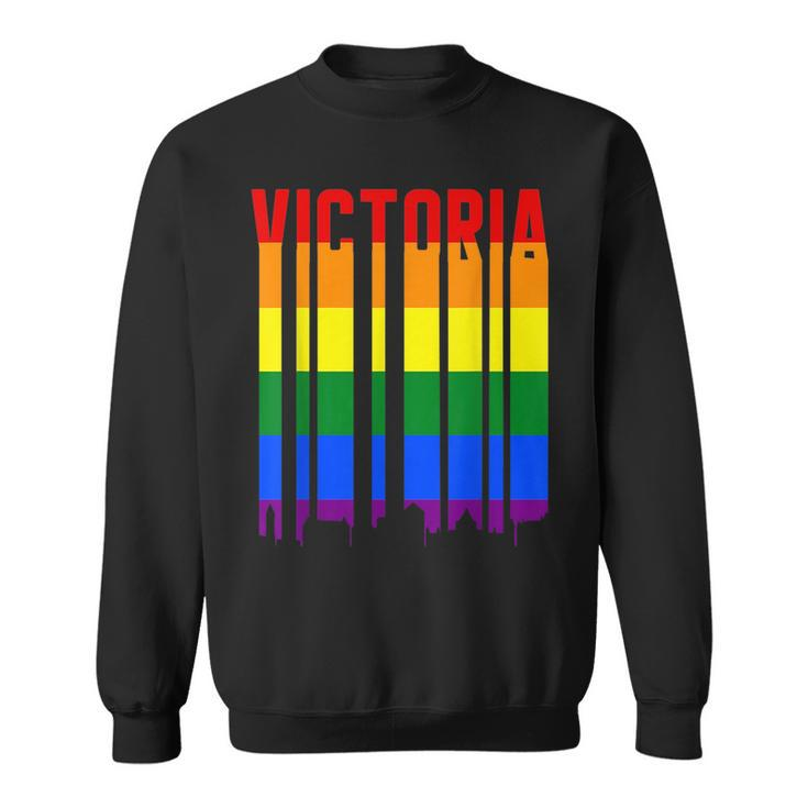 Lgbtq Vintage Pride Skyline Of Victoria Canada Victoria  Sweatshirt