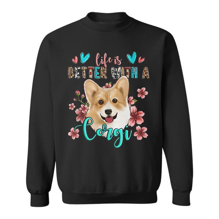 Life Is Better With A Corgi Western Leopard National Pet Day  Sweatshirt