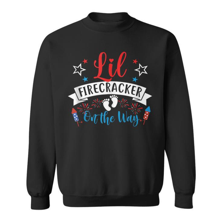 Lil Firecracker On The Way Cute 4Th Of July Pregnancy Sweatshirt