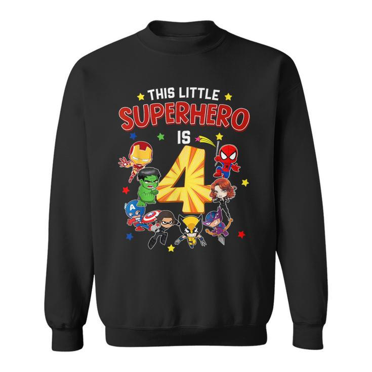 This Little Superhero Is 4 Birthday Superhero 4 Year Old Boy Sweatshirt
