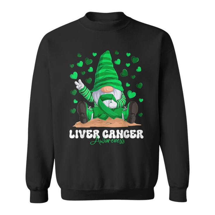 Liver Cancer Awareness Month Green Ribbon Gnome Sweatshirt