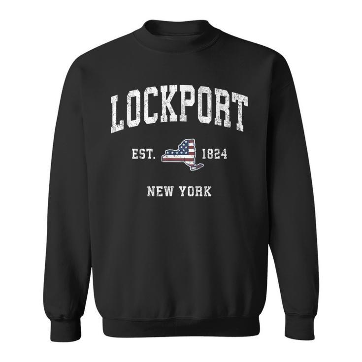 Lockport New York Ny Vintage American Flag Sports Sweatshirt