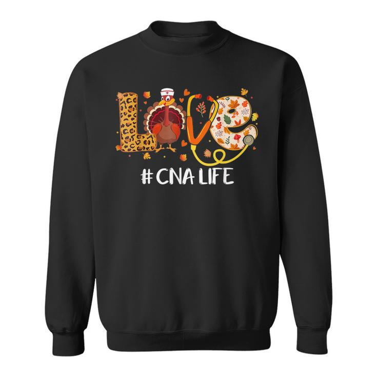 Love Cna Life Turkey Nursing Thanksgiving Scrub Tops Sweatshirt