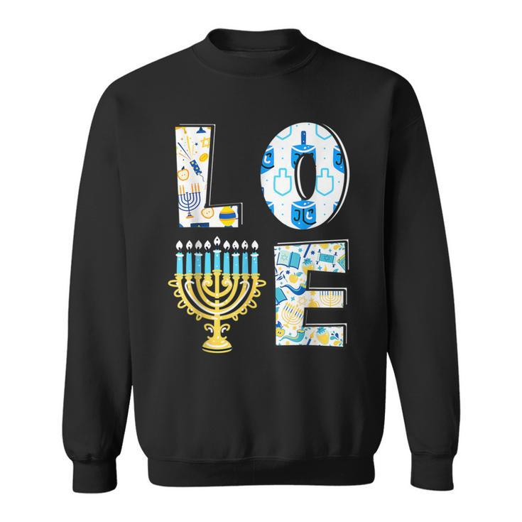 Love Cute Hanukkah Chanukah Menorah Pajama Matching Family Sweatshirt