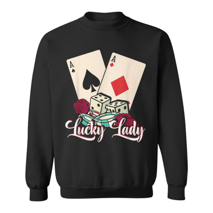Lucky Lady Poker Player Gambling Casino Gambler Sweatshirt