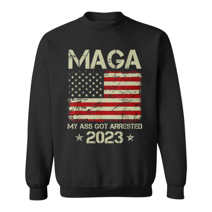 Maga My Ass Got Arrested 2023 Anti-Trump American Flag Sweatshirt