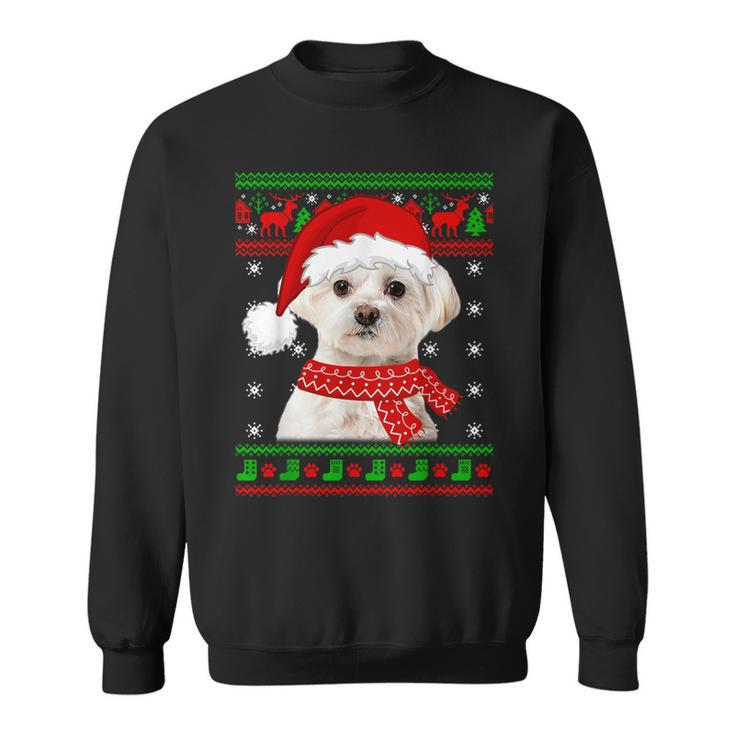 Maltese Dog Ugly Sweater Christmas Puppy Dog Lover Sweatshirt