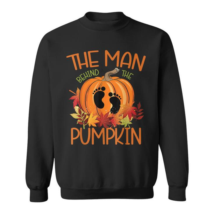 The Man Behind The Pumpkin Halloween Pregnancy Halloween Pregnancy  Sweatshirt