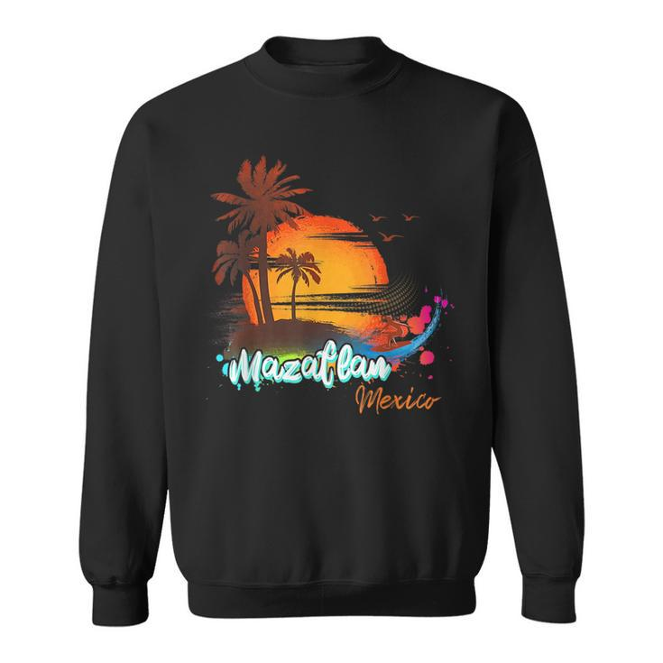 Mazatlan Mexico Beach Summer Vacation Palm Trees Sunset Men  Vacation Funny Gifts Sweatshirt