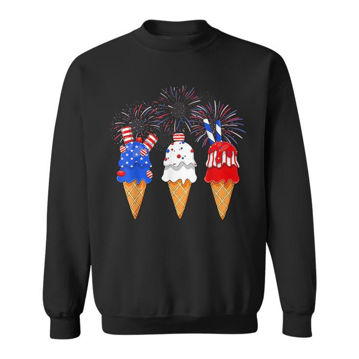 Memorial Day 4Th Of July Holiday Patriotic Ice Cream Cones  Sweatshirt