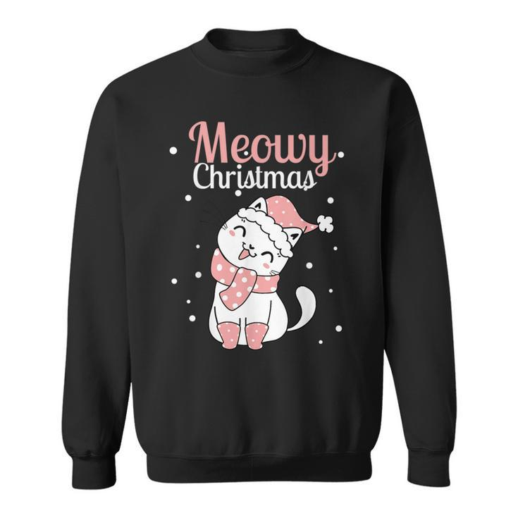 Meowy Catmas Meowy Xmas Winter Holidays Reindeer Cat Lovers Sweatshirt