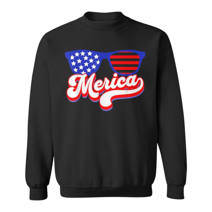 Merica 4Th Of July Patriotic American Flag Apparel Patriotic Funny Gifts Sweatshirt