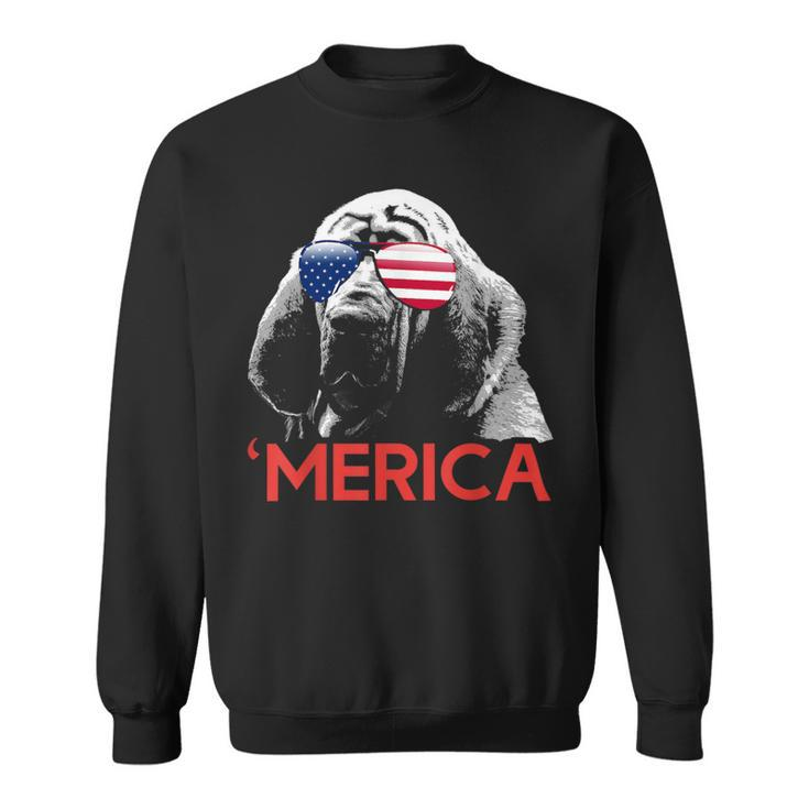 Merica Bloodhound American Flag 4Th Of July Sweatshirt