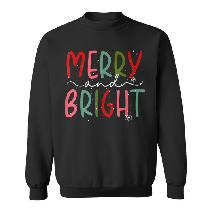 Merry And Bright Christmas Women Girls Kids Toddlers Cute  Sweatshirt