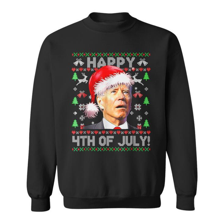 Merry Christmas Joe Biden Happy 4Th Of July Ugly Xmas Sweatshirt