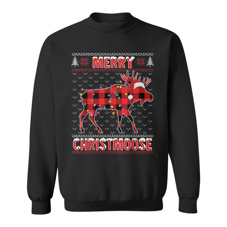 Merry Christmoose Christmas Moose Santa Ugly Sweater Sweatshirt