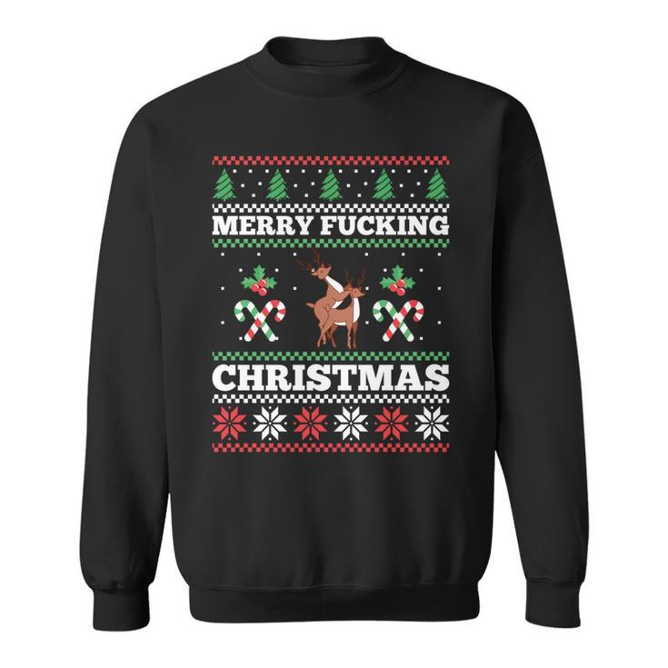 Merry Fucking Christmas Adult Humor Offensive Ugly Sweater Sweatshirt