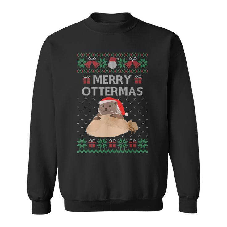 Merry Ottermas Cat Ugly Christmas Sweaters Sweatshirt
