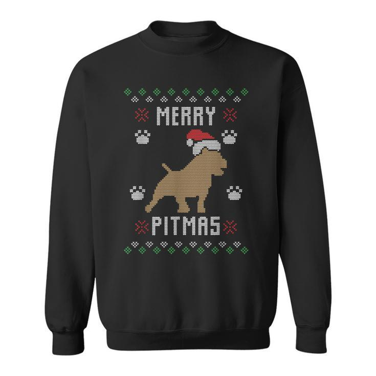 Merry Pitmas Ugly Christmas Sweater Pit Bull Lovers Sweatshirt