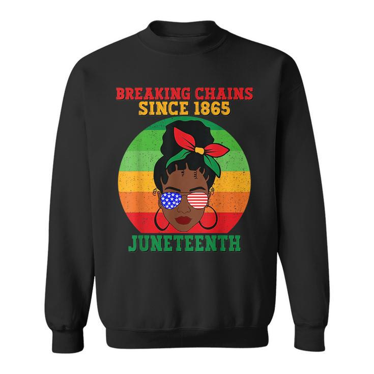 Messy Bun Junenth Breaking Chains Bandana Afro Sunglasses  Sweatshirt