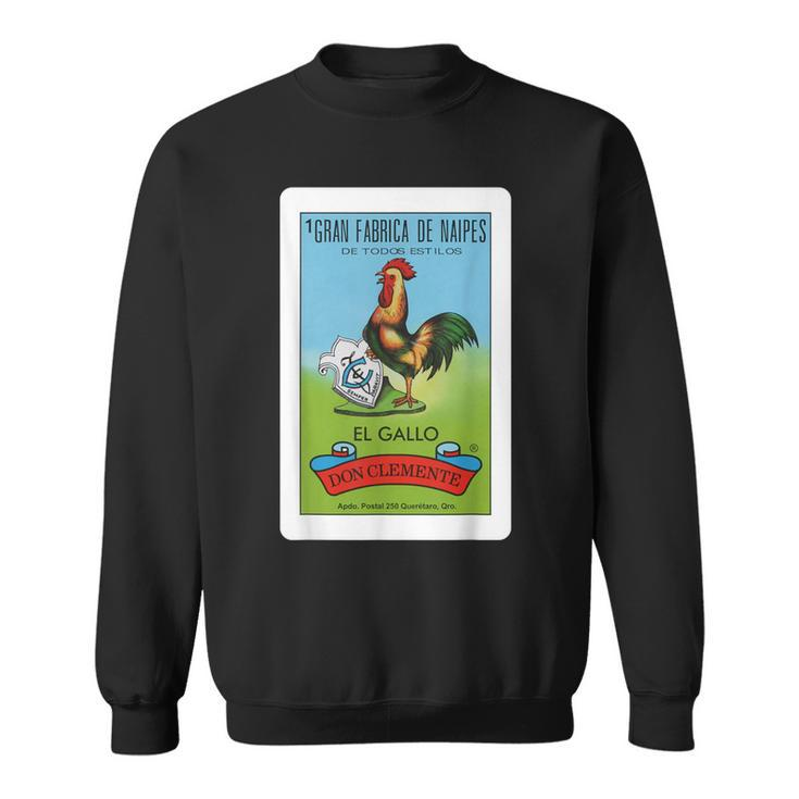 Mexican El Gallo Bingo Card Game Traditional Rooster Sweatshirt