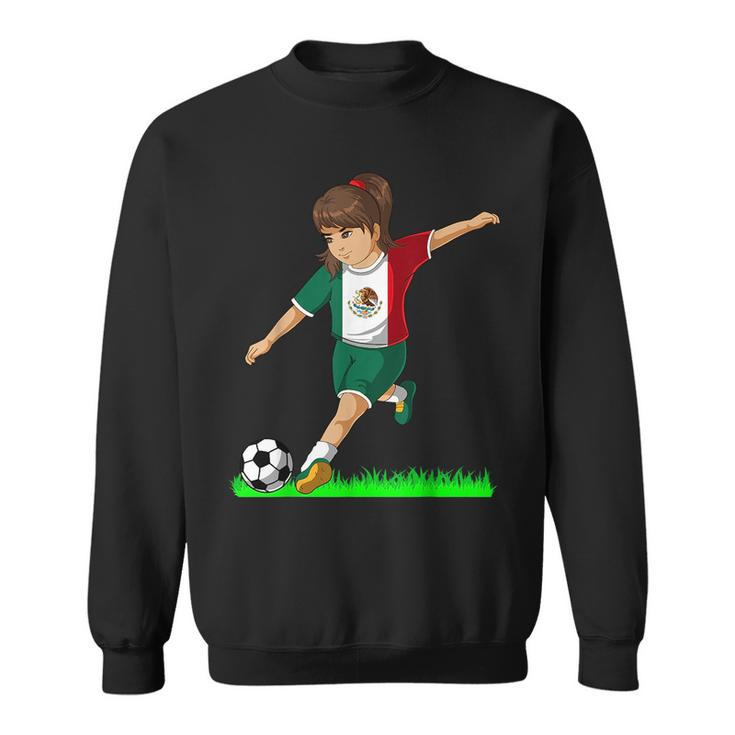 Mexican Soccer Girl Mexico Flag Jersey Football Fans  Sweatshirt
