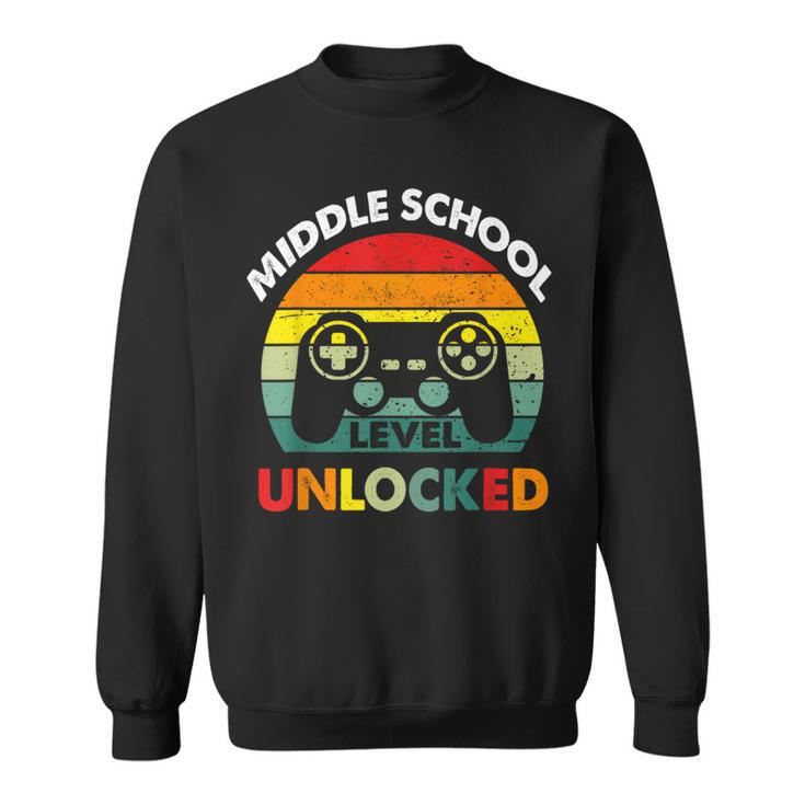 Middle School Level Unlocked Gamer First Day Of School Boys Sweatshirt