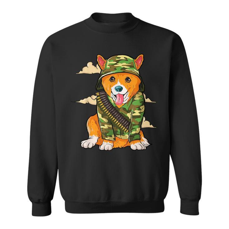 Military Corgi Dog Camo Camouflage  Sweatshirt