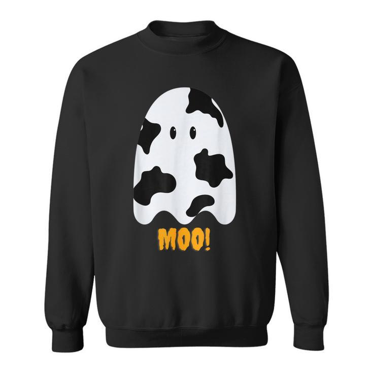 Moo Cute Cow Print Ghost Halloween Sweatshirt
