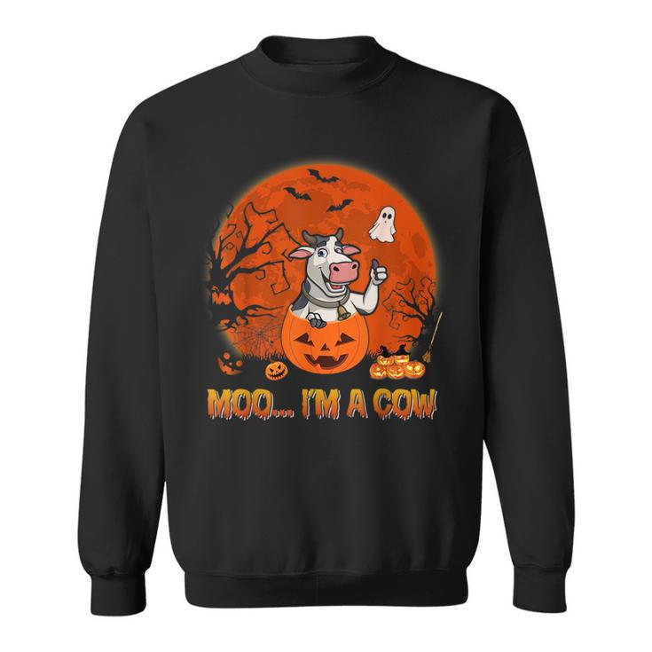 Moo Im Funny Cow Halloween Goat In Scary Pumpkins Farmer  Sweatshirt