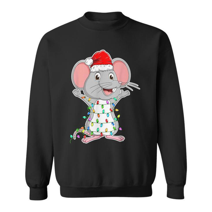 Mouse Wearing Santa Hat Xmas Rats Mouse Lover Christmas Sweatshirt