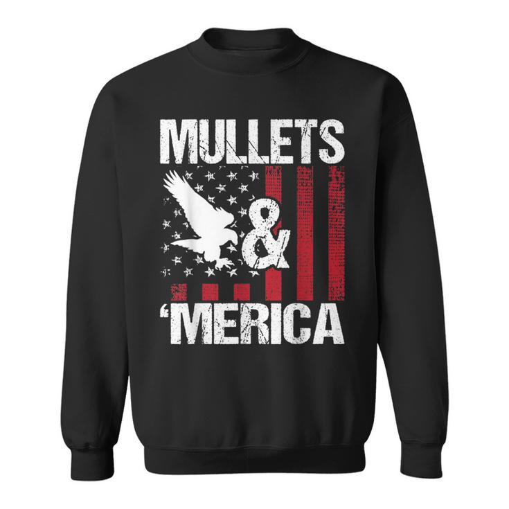 Mullets & Merica - Patriotic Us Flag Redneck Mullet Pride  Sweatshirt