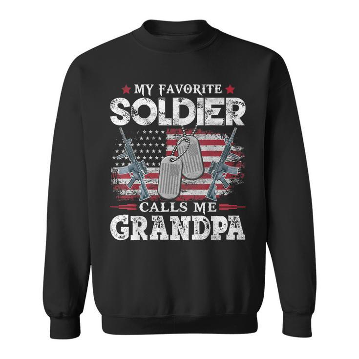 My Favorite Soldier Calls Me Grandpa Usa Flag Father Gift  Gift For Mens Sweatshirt