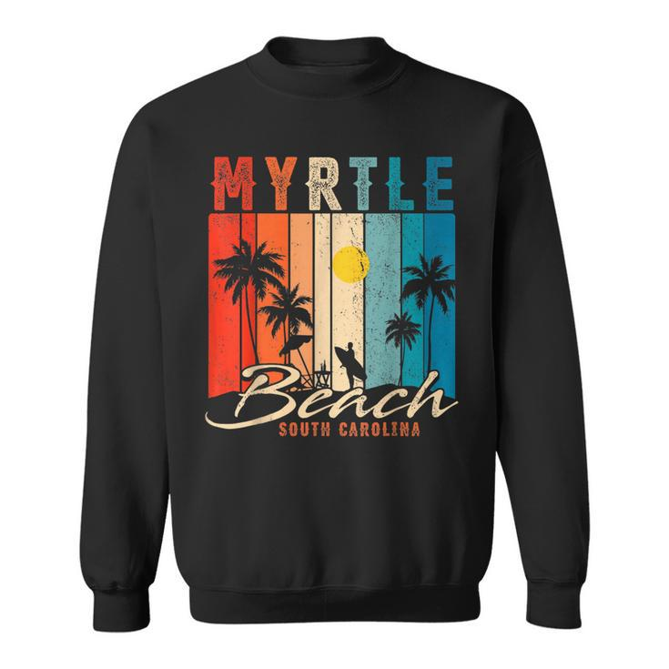 Myrtle Beach Vintage Summer Vacation Palm Trees Sunset Sweatshirt