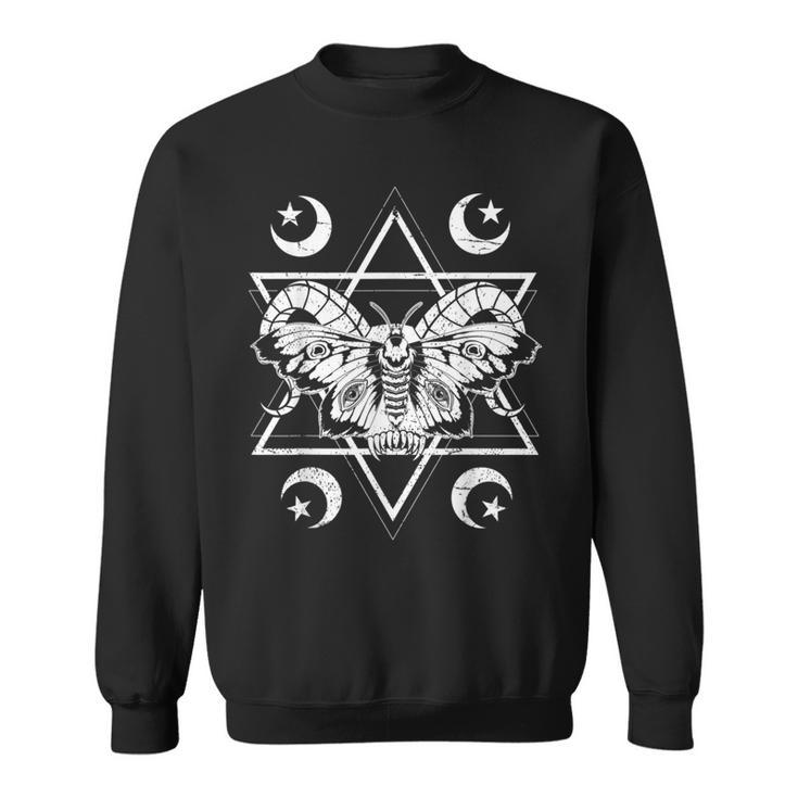 Mysticism Pagan Moon Wiccan Scary Insect Moth Occult  Sweatshirt