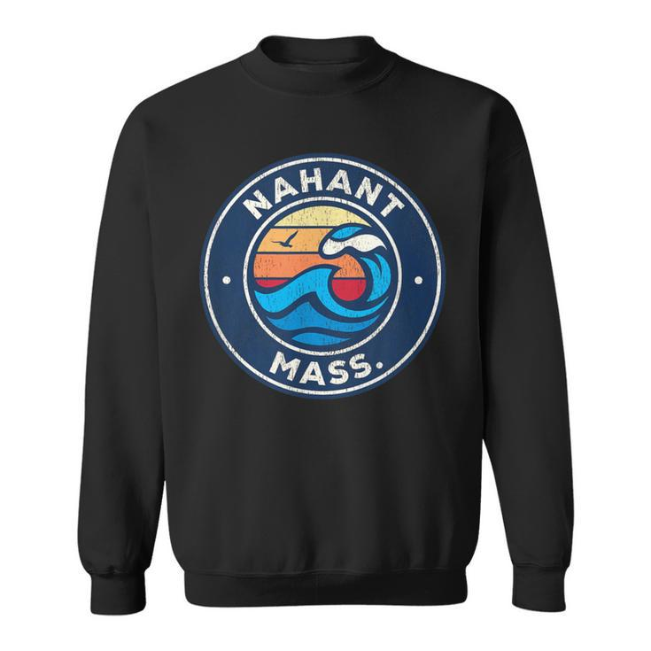 Nahant Massachusetts Ma Vintage Nautical Waves Sweatshirt