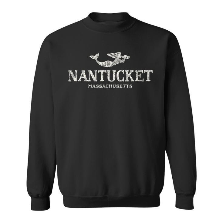 Nantucket Ma Vintage Mermaid & Seashell Sweatshirt